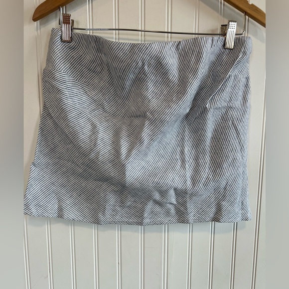 Quince pinstripes blue white Linen Strapless Top 100% European linen - Picture 2 of 5